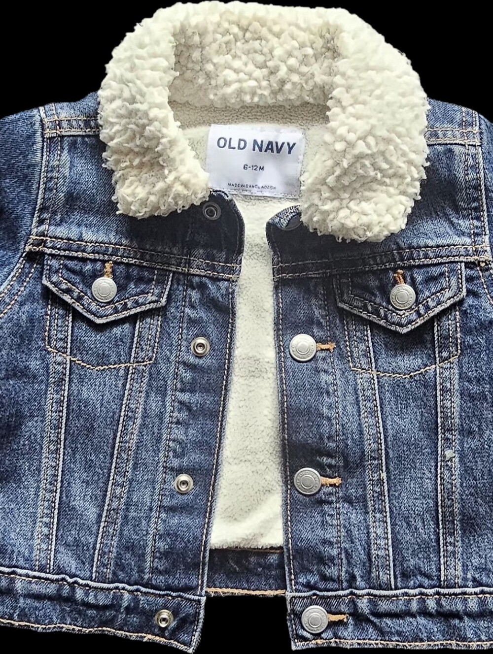 Old Navy Blue Denim Jacket with Cream Sherpa Collar - Kids